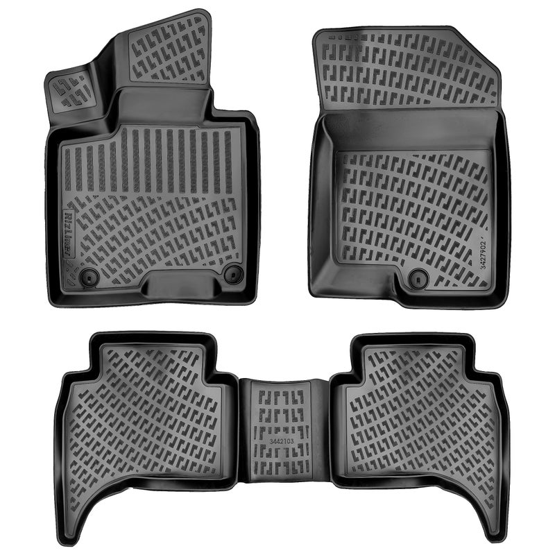 RizLiner Hyundai Santa Cruz 20222026 Floor Mats 3D Custom Fit Compatible with Hyundai Santa Cruz Rubber Car Mats Laser Measured 1st 2nd Row Floor Liners All Weather NonSlip TPE Front Rear