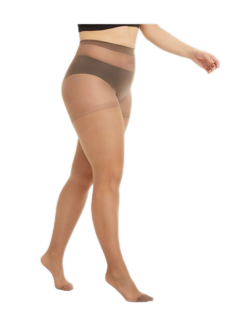Women's Plus Size 15D Coffee Brown Tights - Elegant & Versatile, Non-Binding Comfort Waist, Breathable & No Wedgie | 3 Sizes | Fast UAE Delivery  - Image 2