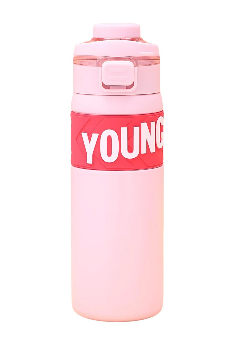 Mobcos 304 Stainless Steel Double Wall Vacuum Insulated Cup with Bounce Lid Straw 650ml Hiking Sports Water Bottle (Pink) - Image 1