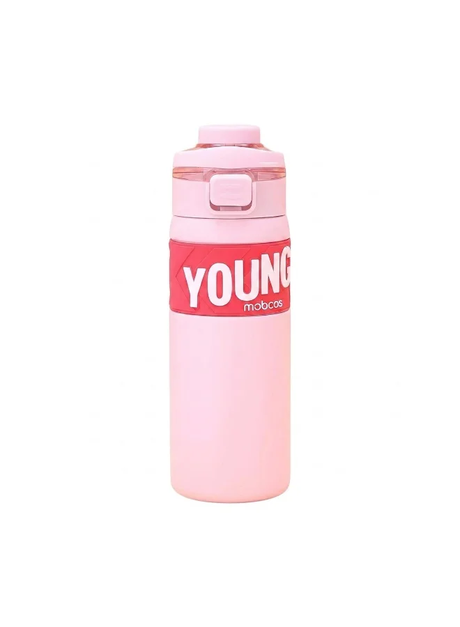Mobcos 304 Stainless Steel Double Wall Vacuum Insulated Cup with Bounce Lid Straw 650ml Hiking Sports Water Bottle (Pink)
