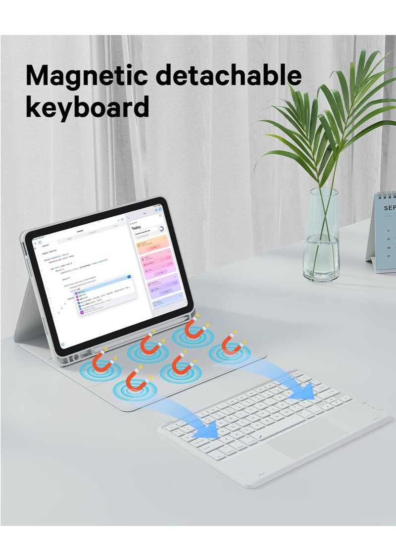 Arabic/English Keyboard Case for iPad (A16) 11th/10th Gen (2025/2022), 7-Color Backlight, Multi-Touch Trackpad, Flip Stand Case with Pencil Holder, 2 Bluetooth Channels - Image 2