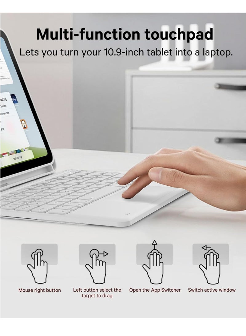 Arabic/English Keyboard Case for iPad (A16) 11th/10th Gen (2025/2022), 7-Color Backlight, Multi-Touch Trackpad, Flip Stand Case with Pencil Holder, 2 Bluetooth Channels - Image 3