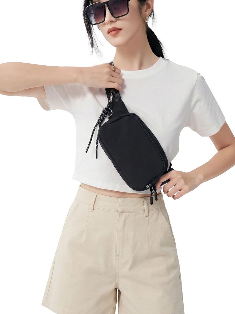 YDF Large Fanny Pack for Men & Women, 2L Waterproof Nylon Waist Bag with Extender Strap, Crossbody Hip Bum Bag with 4 Card Slots for Travel Hiking Running (Black) - Image 2