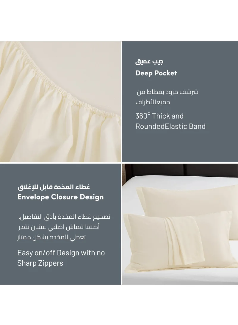 Donetella Bedding Fitted Sheet - Fits 120x200 Cm Bed For Twin Bed 2 Pcs (1 Fitted Sheet and 1 Pillowcase) - 30 Cm Deep Pocket - Solid Bed Sheet