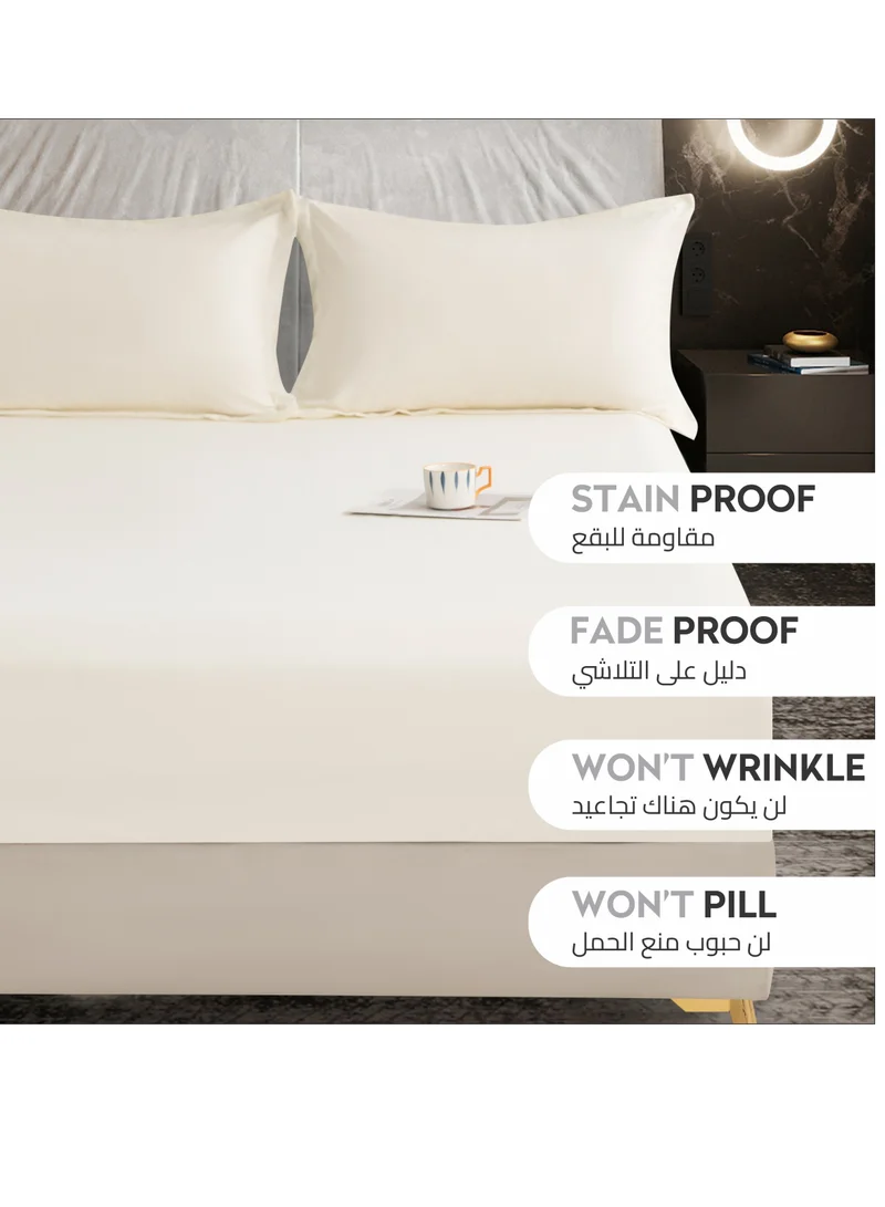 Donetella Bedding Fitted Sheet - Fits 120x200 Cm Bed For Twin Bed 2 Pcs (1 Fitted Sheet and 1 Pillowcase) - 30 Cm Deep Pocket - Solid Bed Sheet