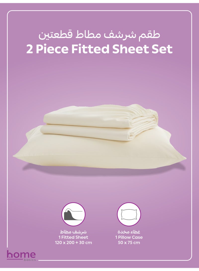 Donetella Bedding Fitted Sheet - Fits 120x200 Cm Bed For Twin Bed 2 Pcs (1 Fitted Sheet and 1 Pillowcase) - 30 Cm Deep Pocket - Solid Bed Sheet - Image 3