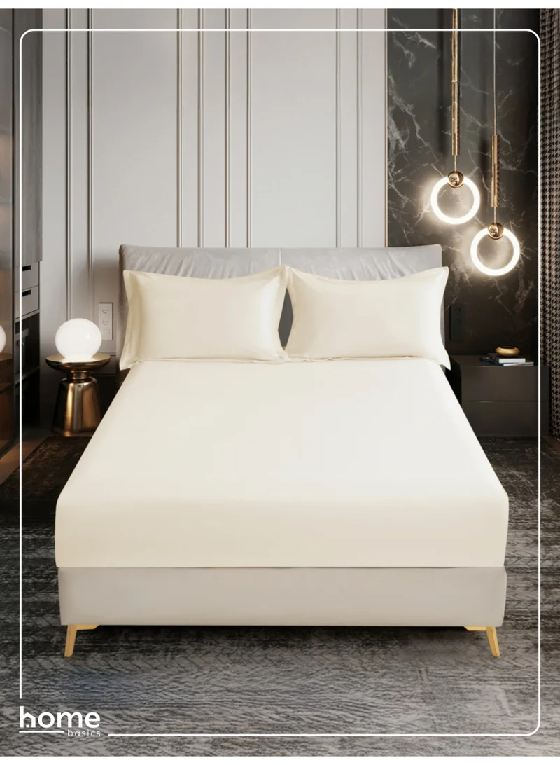 Donetella Bedding Fitted Sheet - Fits 120x200 Cm Bed For Twin Bed 2 Pcs (1 Fitted Sheet and 1 Pillowcase) - 30 Cm Deep Pocket - Solid Bed Sheet