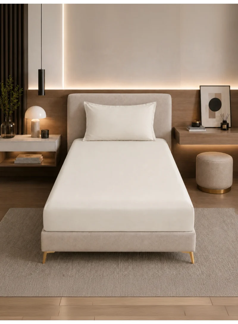 Donetella Bedding Fitted Sheet - Fits 120x200 Cm Bed For Twin Bed 2 Pcs (1 Fitted Sheet and 1 Pillowcase) - 30 Cm Deep Pocket - Solid Bed Sheet