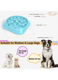 JASGOOD Large Slow Feeder Dog Bowl Slow Eating Bowl Slow Feeding Non-Slip Puzzle Bowl Dog Feeder Bowl Anti-Choking Dog Bowl, G-Sky Blue, Large  - Image 2