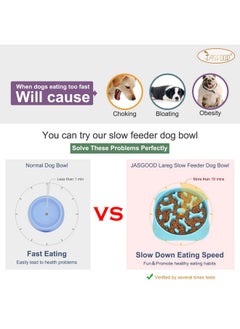 JASGOOD Large Slow Feeder Dog Bowl Slow Eating Bowl Slow Feeding Non-Slip Puzzle Bowl Dog Feeder Bowl Anti-Choking Dog Bowl, G-Sky Blue, Large  - Image 3