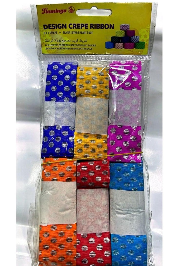 Flamingo 6×7 Strips Design Crepe Ribbon Multicolor - Image 1