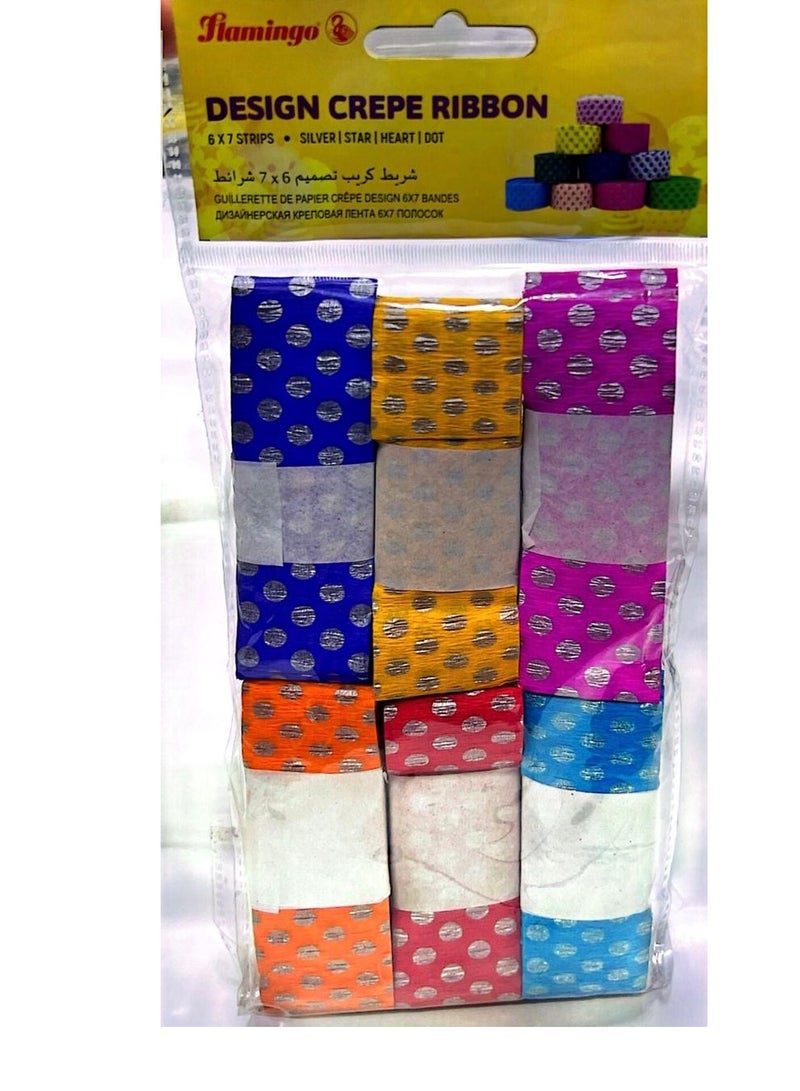 Flamingo 6×7 Strips Design Crepe Ribbon Multicolor - Image 2