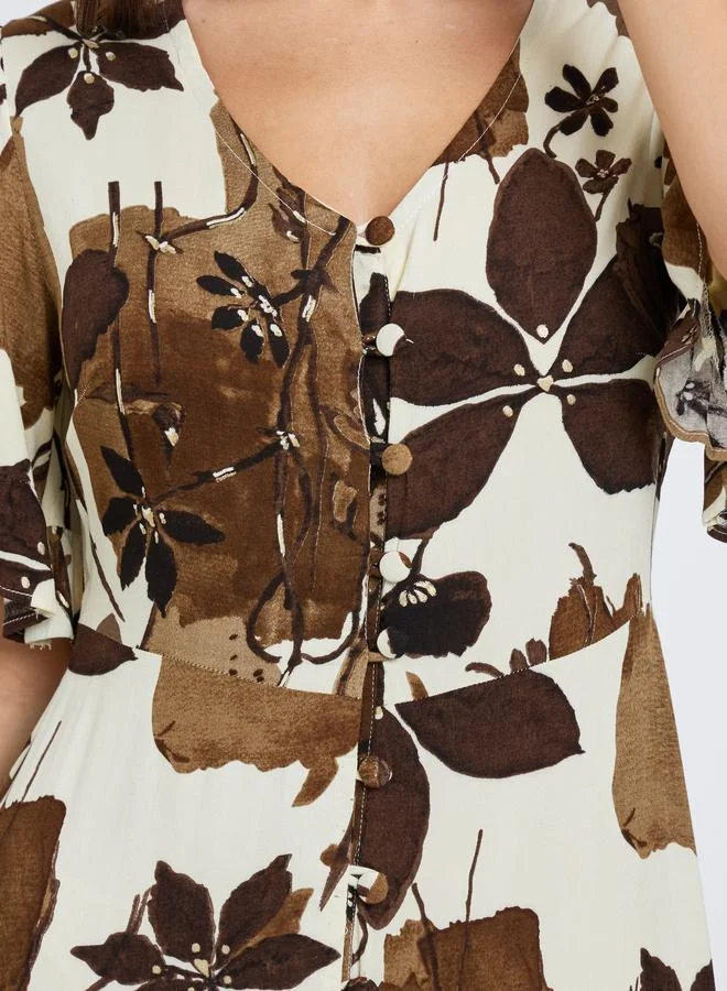 مكسيم كريشن Maxim Creation A-Line Maxi Dress with Floral Print