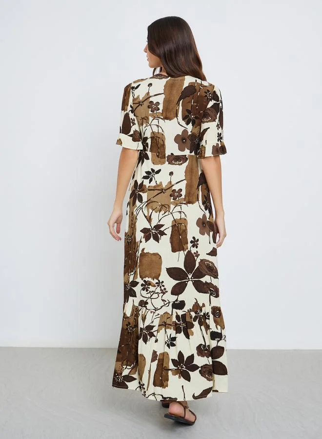 مكسيم كريشن Maxim Creation A-Line Maxi Dress with Floral Print