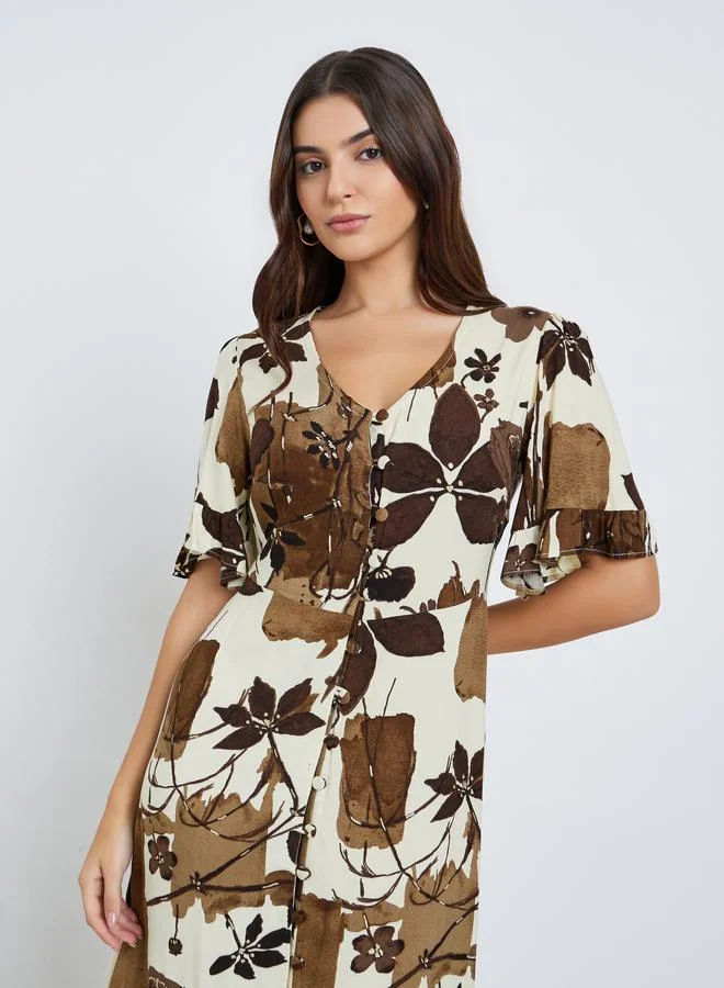 مكسيم كريشن Maxim Creation A-Line Maxi Dress with Floral Print