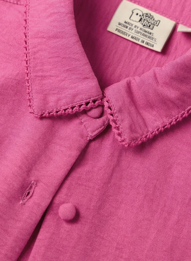 The Souled Store  The Souled Store Women Regular Fit Solid Pink Casual Shirt  | Best Price UAE