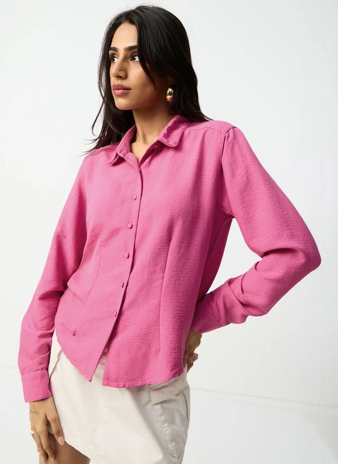 ذا سوليد ستور The Souled Store Women Regular Fit Solid Pink Casual Shirt