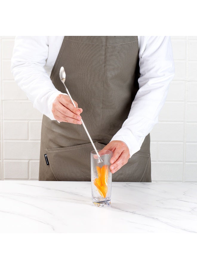 Restaurantware Bar Lux 12 Inch Bar Spoon, 1 Double-Ended Muddler Spoon - Long, Spiral Handle, Stainless Steel Bar Spoon And Muddler, For Stirring And Mixing , For Layering Drinks - Image 5