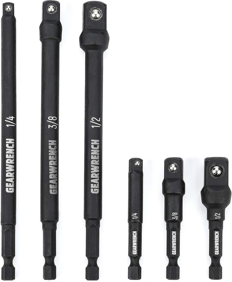 GEARWRENCH 6 Pc 14 Drive Hex Shank Impact Socket extensions  14 38 and 12 Drive sizes  212  6 long  84971A02 - Image 2