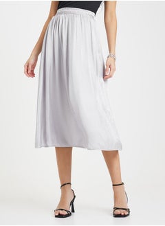 Metallic Silk Midi Skirt