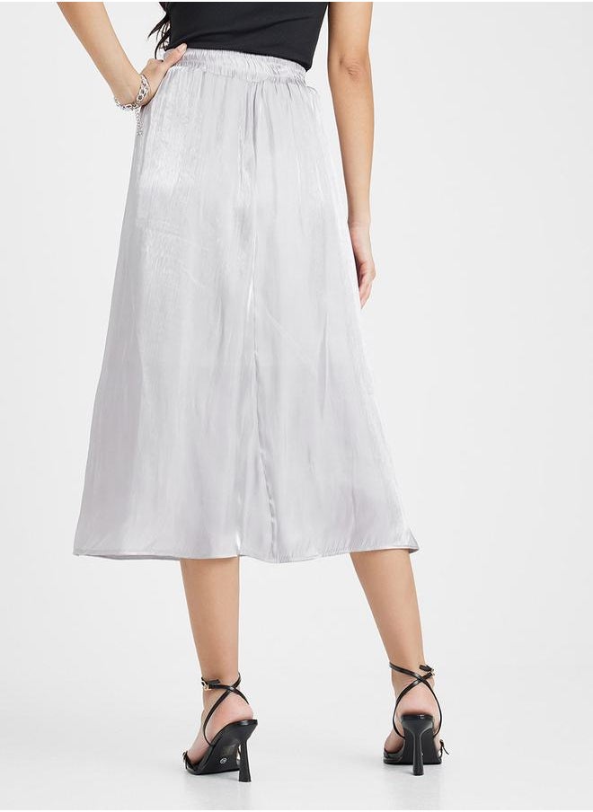 Styli - Metallic Silk Midi Skirt - Image 1