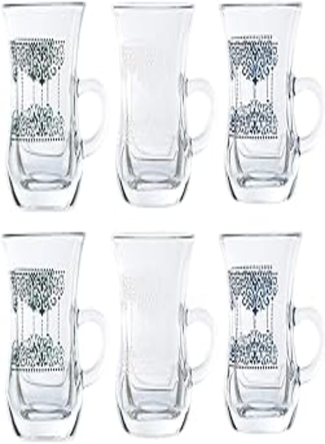 Dimlaj veil printed finest durable glass terkish tea set, 6 pieces