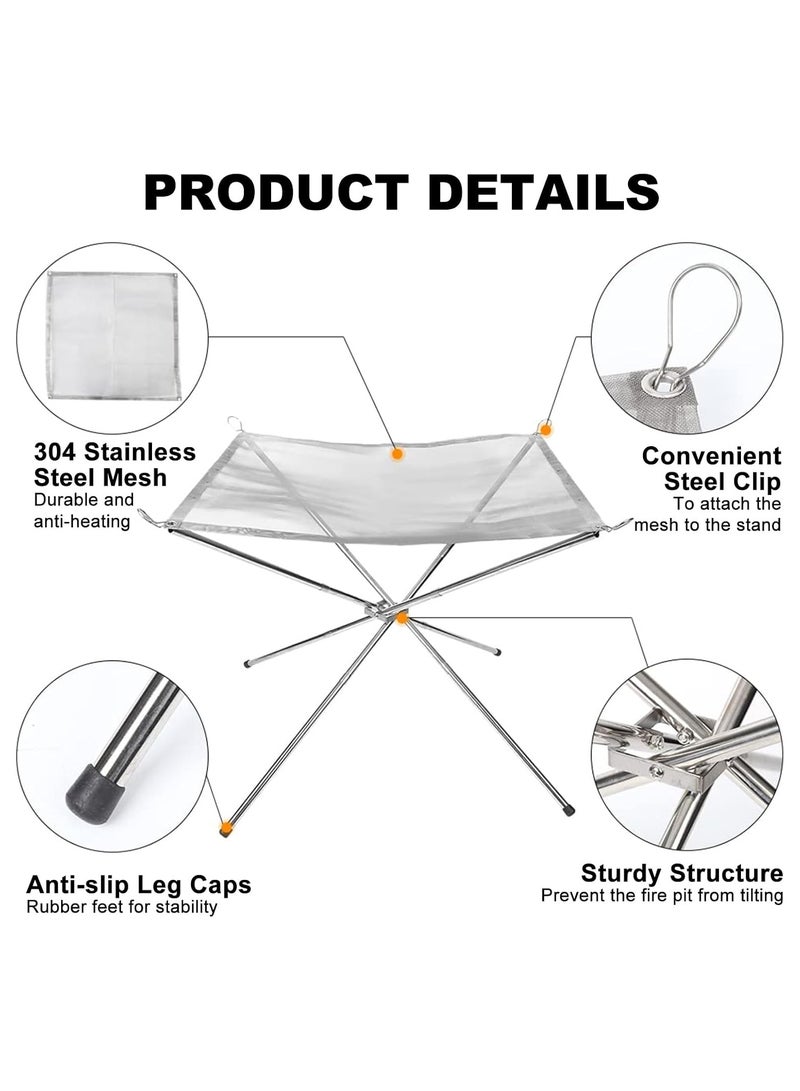 إسكدنيا موقد نار محمول قابل للطي قابل للطي من الفولاذ المقاوم للصدأ قابل للطي من الفولاذ المقاوم للصدأ لحرق الخشب في الهواء الطلق - Image 2