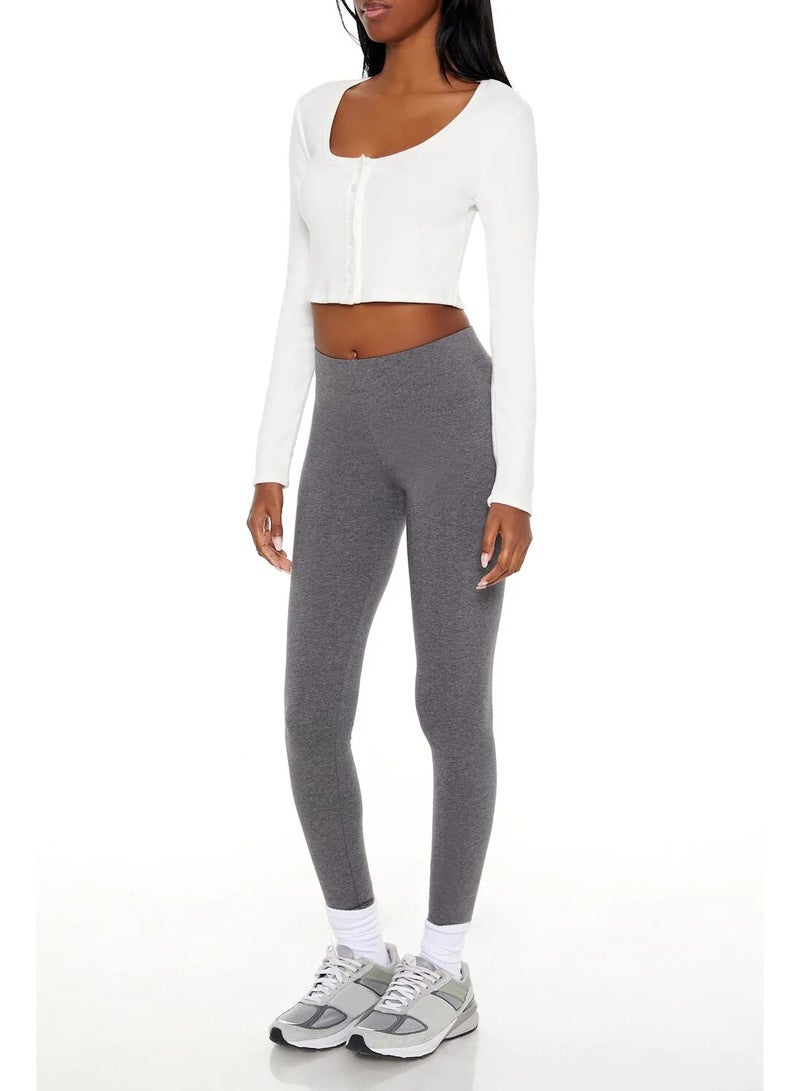 FOREVER 21 Women's Dark Grey Full-Length Leggings - Image 5