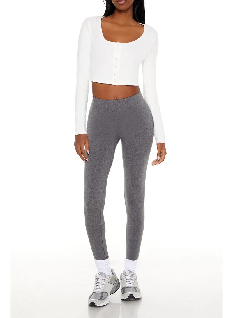 FOREVER 21 Women's Dark Grey Full-Length Leggings - Image 1