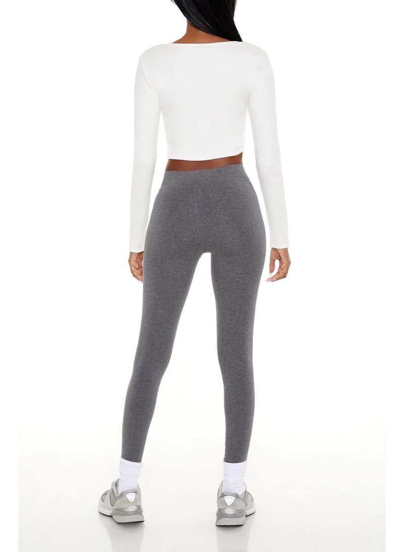 FOREVER 21 Women's Dark Grey Full-Length Leggings - Image 4