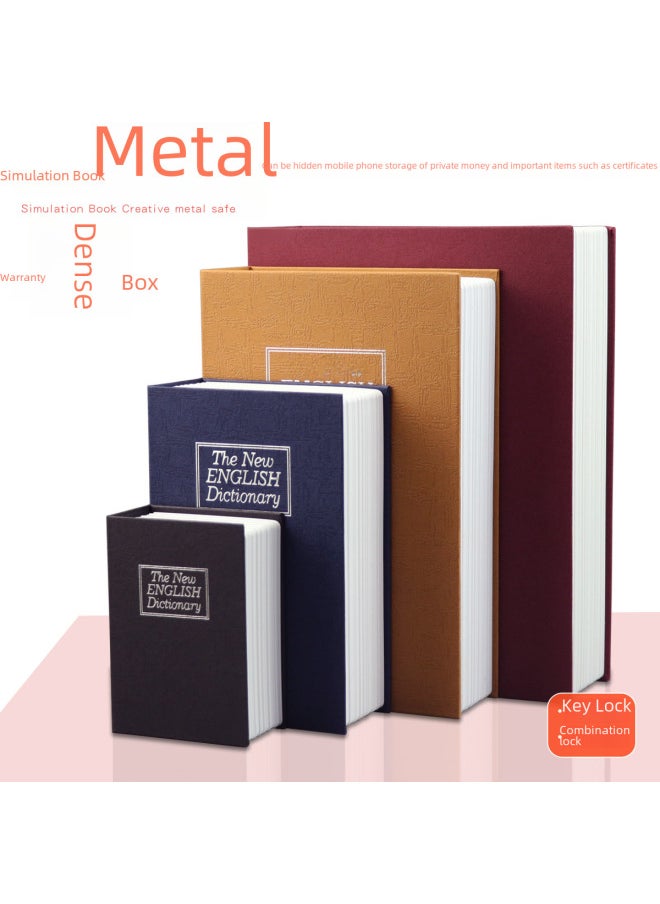Realistic Book Safe Lock Password Key Box Metal Coin Storage Box Saving Canister Money Toy/storage Container-Color:Black [mini Number 114x 80x 45mm]]-Dimensions:Key Lock  - Image 3