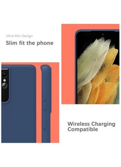 FARROBIZZ Liquid Silicone Series, Compatible with Samsung S21 Ultra 6.8'', Drop Protection Case with Soft Microfiber Lining, Midnight Blue  - Image 3