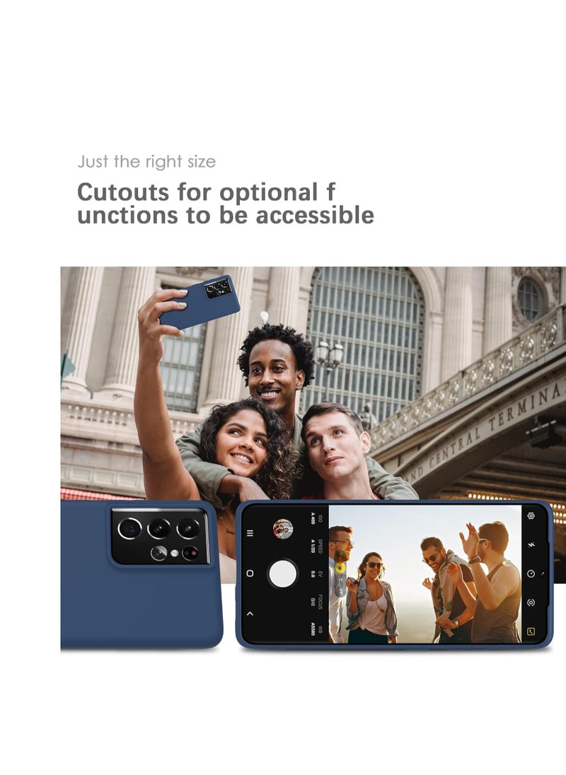 FARROBIZZ - Liquid Silicone Series, Compatible with Samsung S21 Ultra 6.8'', Drop Protection Case with Soft Microfiber Lining, Midnight Blue - Image 1