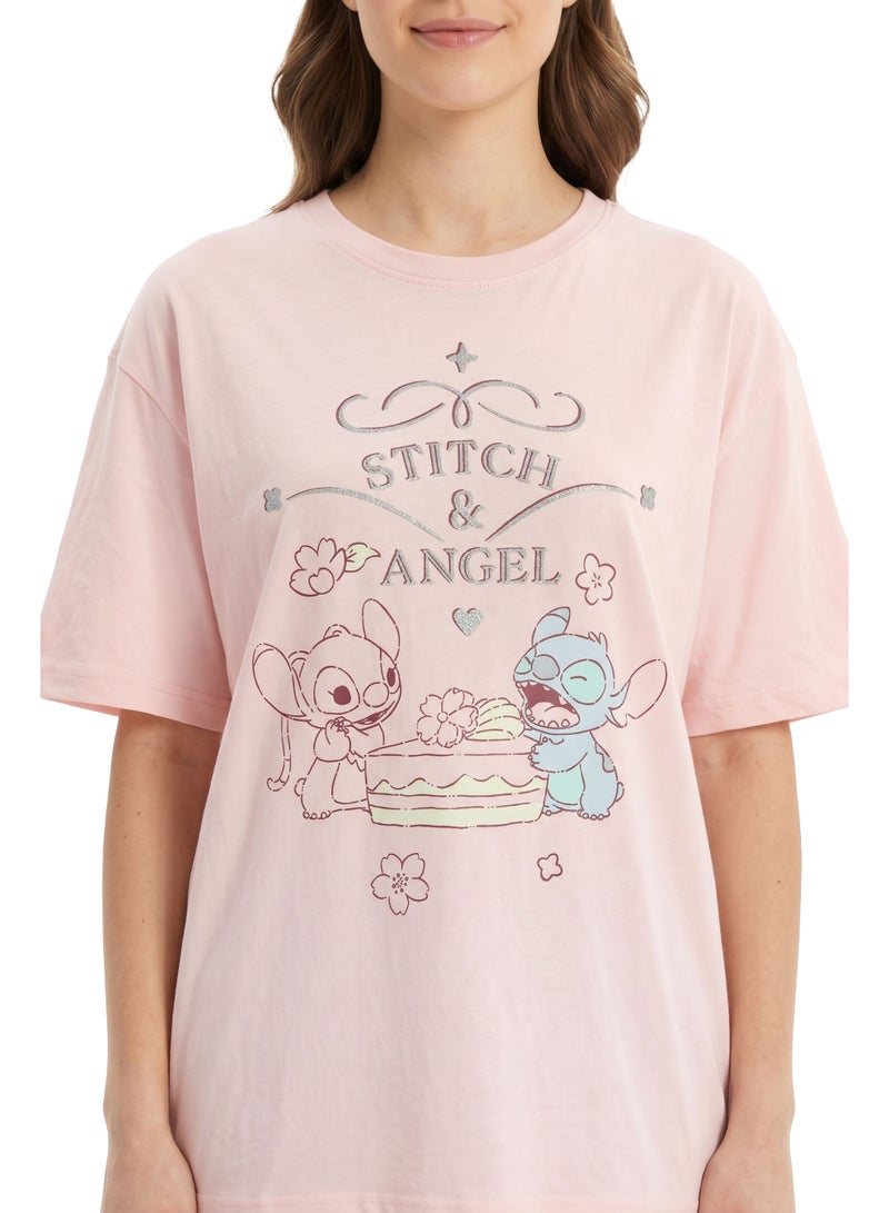 Disney Stitch & Angel Women’s Oversized Drop Shoulder Graphic T-Shirt – Casual Relaxed Fit Tee - Image 3