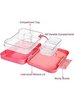 hibobi Portable Heatable Student Lunch Box with Variable Compartments - Pink  - Image 2