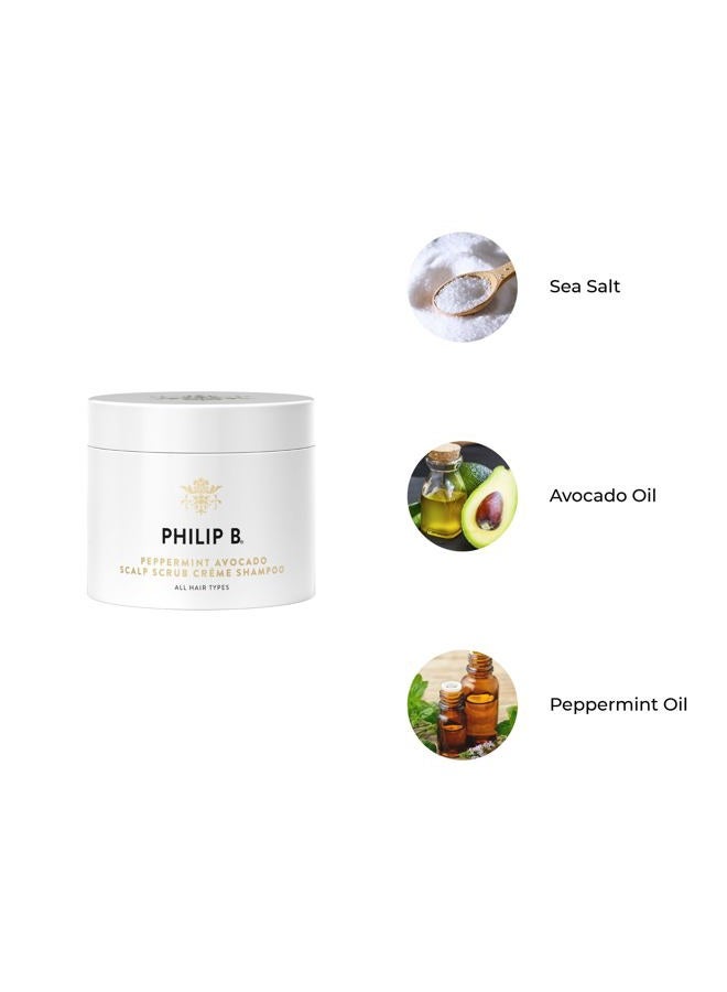 PHILIP B . Peppermint Avocado Scalp Scrub, 8 Fl Oz - Crème Shampoo + Sea Salt Scalp Scrub with Witch Hazel and Aloe, For All Hair Types - Image 3
