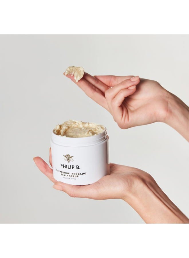 PHILIP B . Peppermint Avocado Scalp Scrub, 8 Fl Oz - Crème Shampoo + Sea Salt Scalp Scrub with Witch Hazel and Aloe, For All Hair Types - Image 4