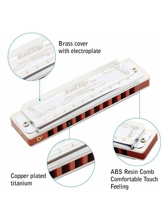 East top 10 Hole 20 Tone Diatonic Harmonica,Standard Harmonicas For Professional Player, Beginner, Students,Adults,Children, Kids,as Best Gift Db Key of Db T008K-SR-Db - Image 2