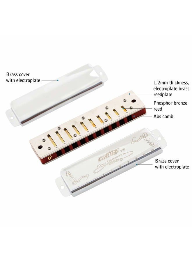 East top 10 Hole 20 Tone Diatonic Harmonica,Standard Harmonicas For Professional Player, Beginner, Students,Adults,Children, Kids,as Best Gift Db Key of Db T008K-SR-Db - Image 3