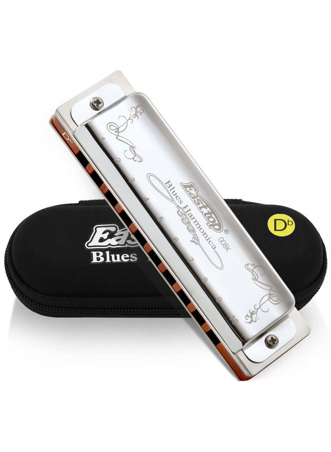 East top 10 Hole 20 Tone Diatonic Harmonica,Standard Harmonicas For Professional Player, Beginner, Students,Adults,Children, Kids,as Best Gift Db Key of Db T008K-SR-Db - Image 1