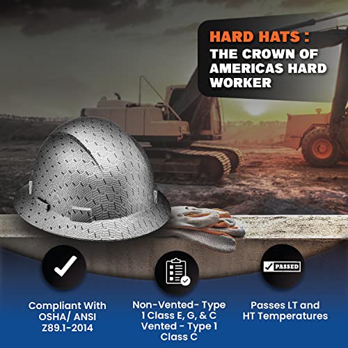 Acerpal Updated Full Brim Hard Hat, Silver Honeycomb, Padded, OSHA Construction Safety Approved Hardhats, Hard Hats for Men, Cascos De Construccion Helmet. - Image 5