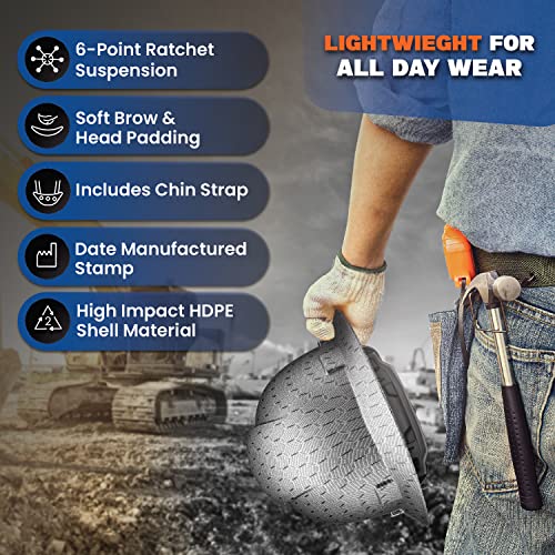 Acerpal Updated Full Brim Hard Hat, Silver Honeycomb, Padded, OSHA Construction Safety Approved Hardhats, Hard Hats for Men, Cascos De Construccion Helmet. - Image 3