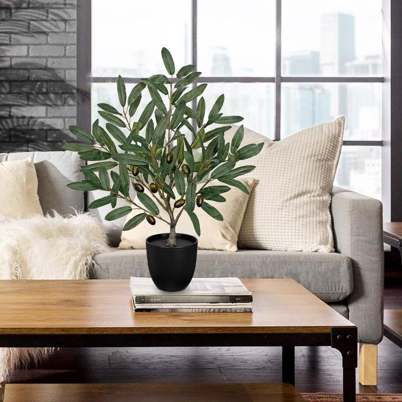 Briful Small Olive Trees Artificial Decor 19.6in Fake Olive Plant with Black Pot Decorative Olive Tree for Home Office Countertop Kitchen Table Farmhouse Decor - Image 4