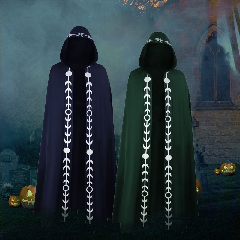 Halloween Hooded Cloak L Size High-Quality Soft Polyester Blue - Easy To Put On And Take Off Long Cloak - Spooky Atmosphere Creation Cosplay Cloak for Stage Costuming Family Fun - Image 5