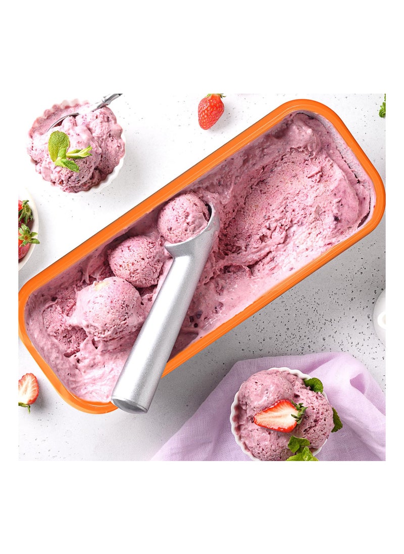 KASTWAVE - Rectangle Ice Cream Storage Containers, 2 Pcs Reusable Homemade Ice Cream Case with Lids and Scoop, 1.5 Quarts Freezer Storage Container for Ice Cream, Sorbet and Frozen Yogurt - Image 1