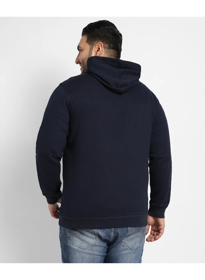 Instafab Plus Instafab Plus Men's Navy Blue Zip-Front Impossible Hoodie With Contrast Drawstring