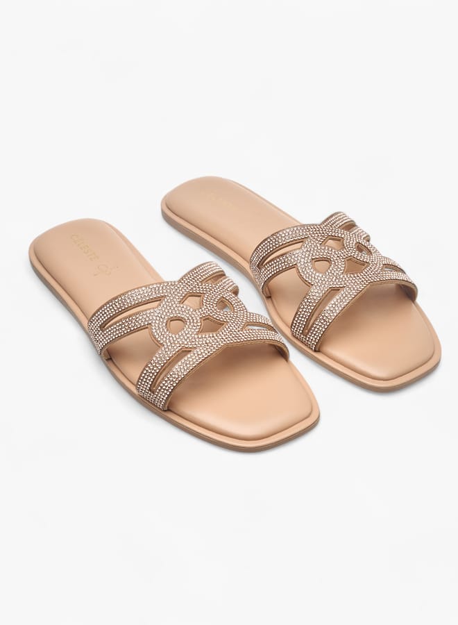 Celeste Womens Studded Slip-On Strap Sandals - Image 2
