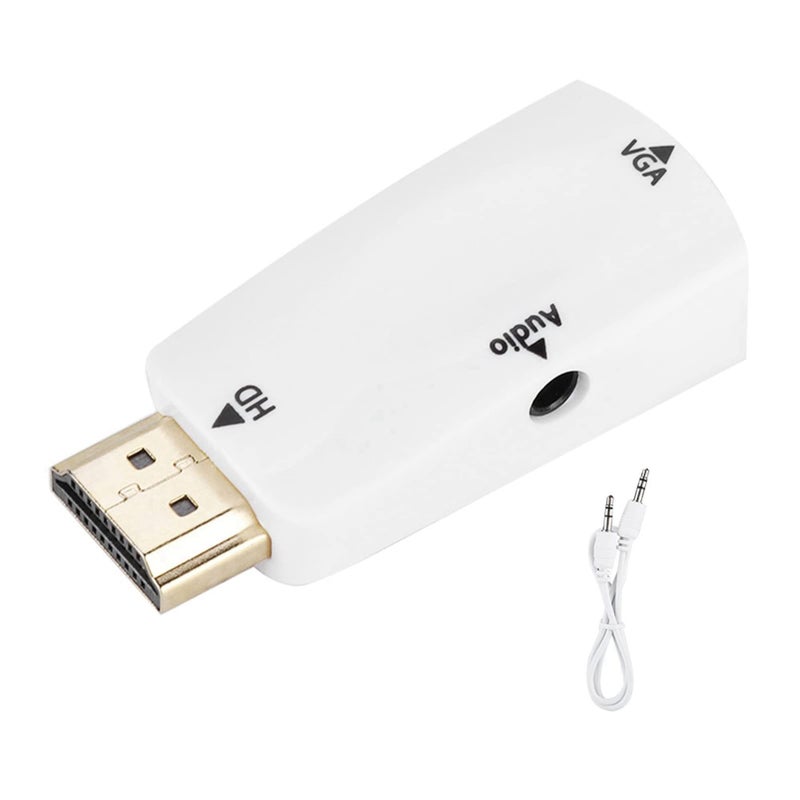 محول من أنثى إلى VGA مع كابل صوت 3.5 مم محول عالي الدقة 1080P أبيض - Image 4