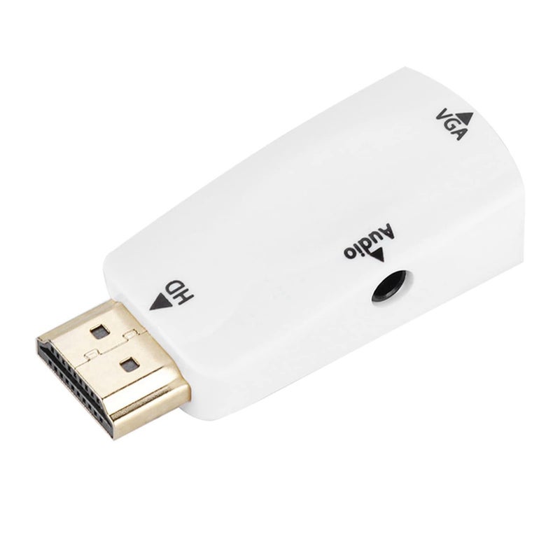 محول من أنثى إلى VGA مع كابل صوت 3.5 مم محول عالي الدقة 1080P أبيض - Image 3