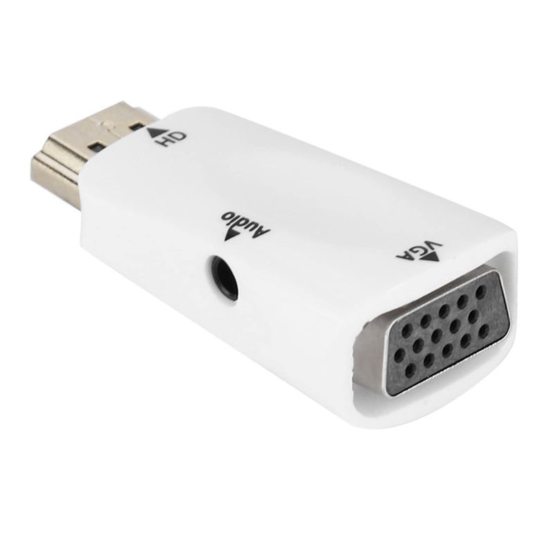 محول من أنثى إلى VGA مع كابل صوت 3.5 مم محول عالي الدقة 1080P أبيض - Image 2